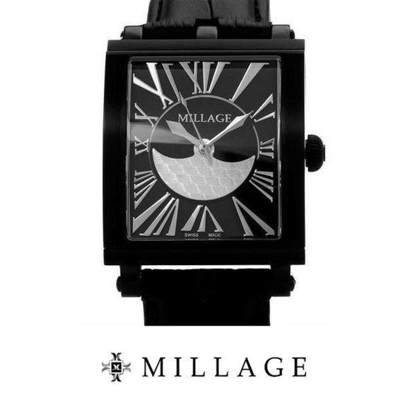 Millage The Evreux Collection Ml0073-B Black Calf Leather Swiss Men Watch - Picture 1 of 7